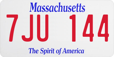 MA license plate 7JU144