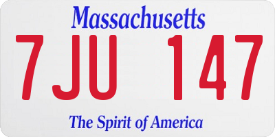 MA license plate 7JU147