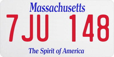 MA license plate 7JU148