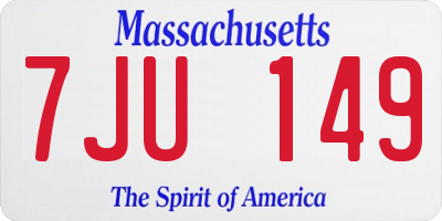 MA license plate 7JU149