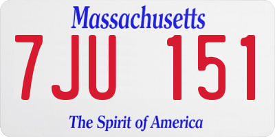 MA license plate 7JU151