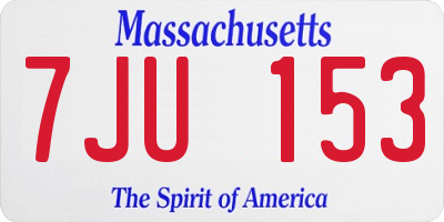 MA license plate 7JU153