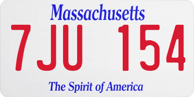 MA license plate 7JU154
