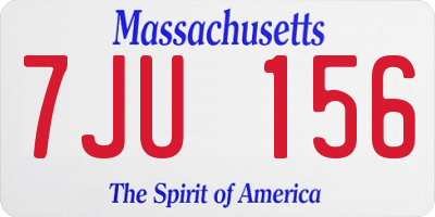 MA license plate 7JU156
