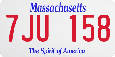 MA license plate 7JU158