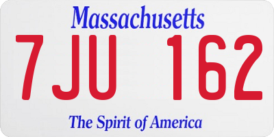 MA license plate 7JU162