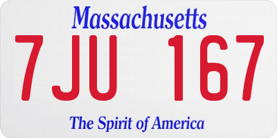 MA license plate 7JU167