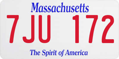 MA license plate 7JU172