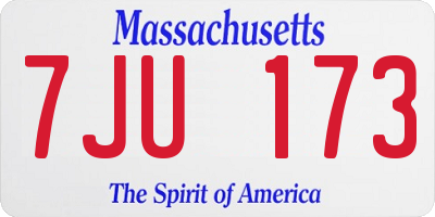 MA license plate 7JU173