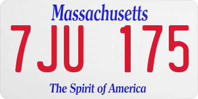 MA license plate 7JU175