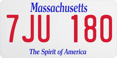 MA license plate 7JU180