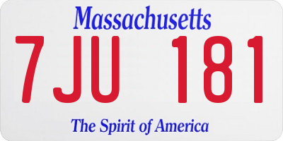 MA license plate 7JU181