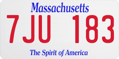 MA license plate 7JU183