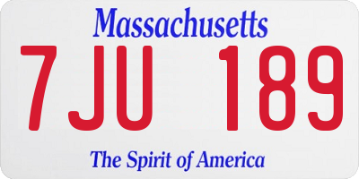 MA license plate 7JU189