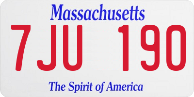 MA license plate 7JU190
