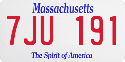MA license plate 7JU191