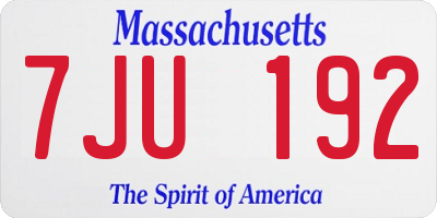 MA license plate 7JU192