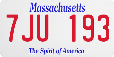 MA license plate 7JU193