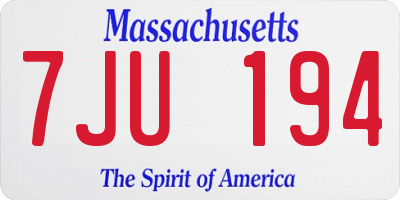 MA license plate 7JU194
