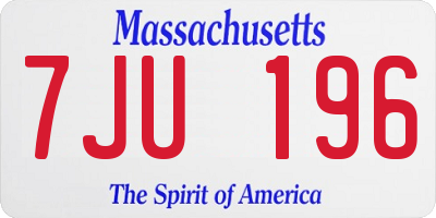 MA license plate 7JU196