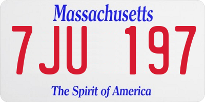 MA license plate 7JU197