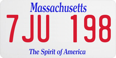 MA license plate 7JU198
