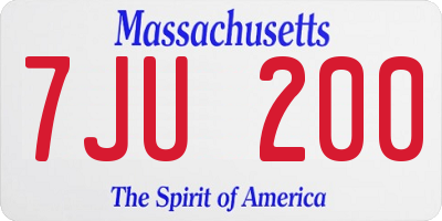 MA license plate 7JU200