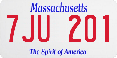 MA license plate 7JU201