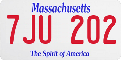 MA license plate 7JU202