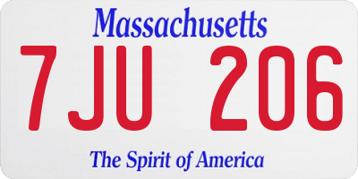 MA license plate 7JU206