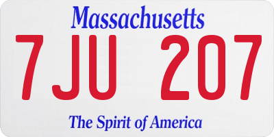 MA license plate 7JU207
