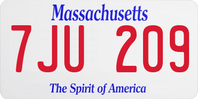 MA license plate 7JU209
