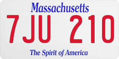 MA license plate 7JU210