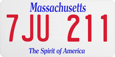 MA license plate 7JU211
