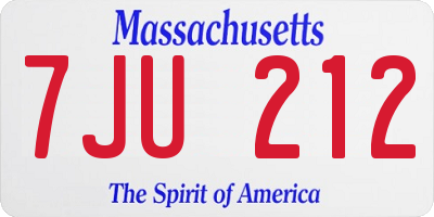 MA license plate 7JU212