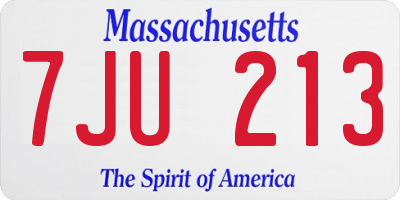 MA license plate 7JU213