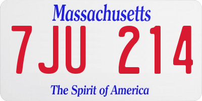 MA license plate 7JU214