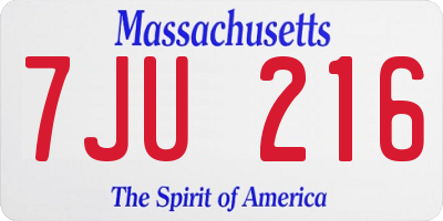 MA license plate 7JU216