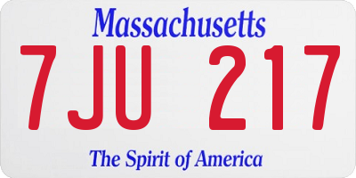 MA license plate 7JU217
