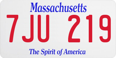 MA license plate 7JU219