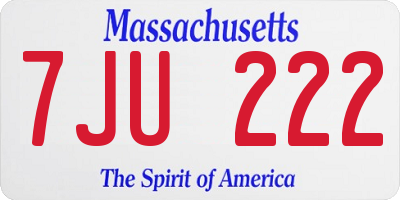 MA license plate 7JU222