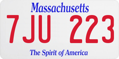 MA license plate 7JU223
