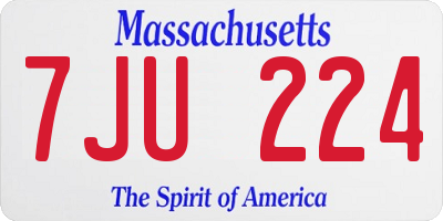 MA license plate 7JU224