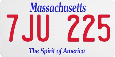 MA license plate 7JU225