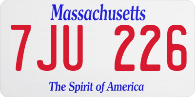 MA license plate 7JU226