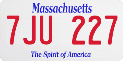 MA license plate 7JU227