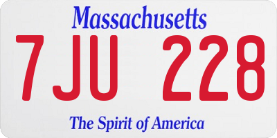 MA license plate 7JU228