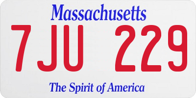 MA license plate 7JU229