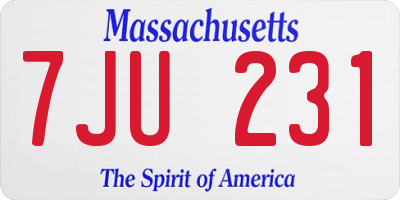 MA license plate 7JU231