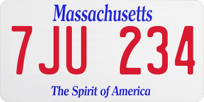 MA license plate 7JU234